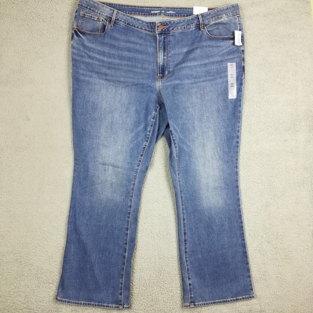Old Navy Womens Jeans Kicker Boot Cut Mid Rise Blue Denim Willow Plus 26 New
